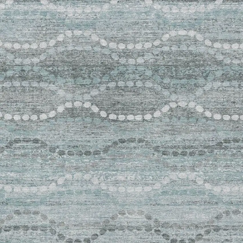 Teal Blue And Ivory Ogee Washable Indoor Outdoor Area Rug Photo 6