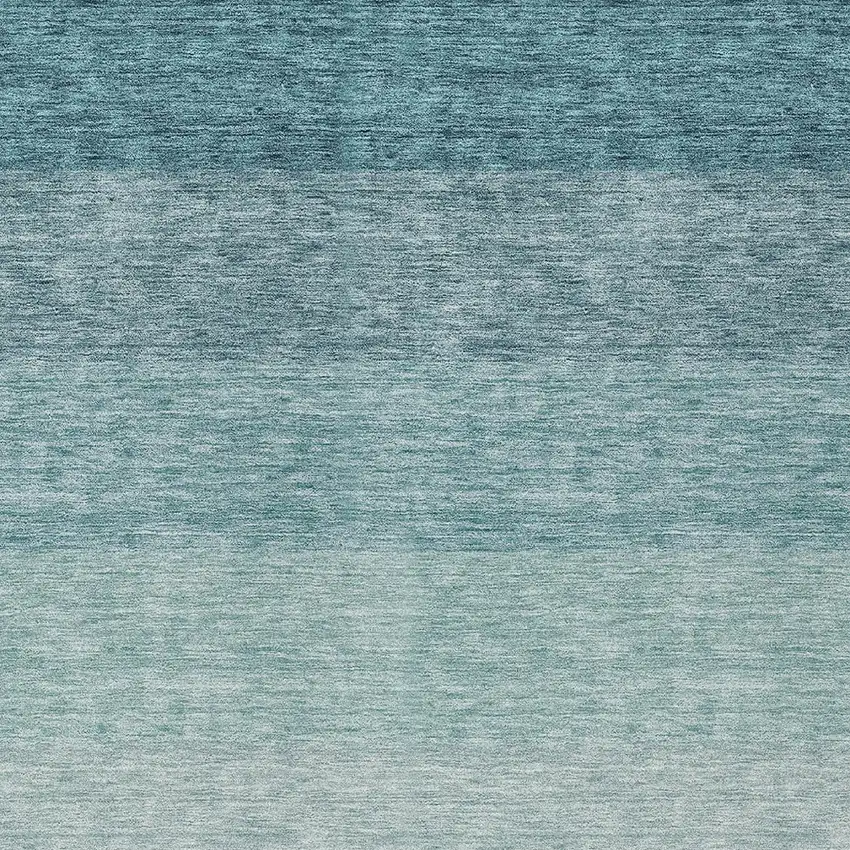 Teal Blue And Ivory Ombre Washable Indoor Outdoor Area Rug Photo 5