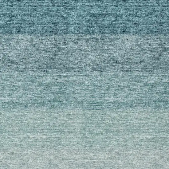Teal Blue And Ivory Ombre Washable Indoor Outdoor Area Rug Photo 5