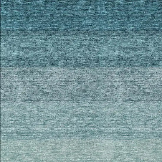 Teal Blue And Ivory Ombre Washable Indoor Outdoor Area Rug Photo 5