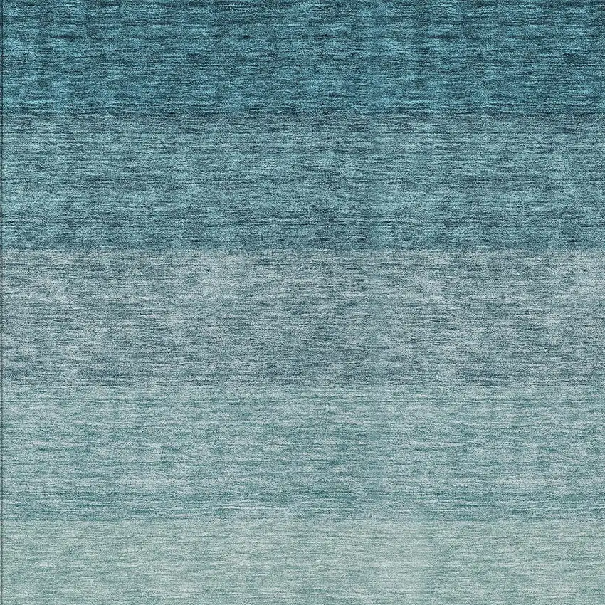 Teal Blue And Ivory Ombre Washable Indoor Outdoor Area Rug Photo 5