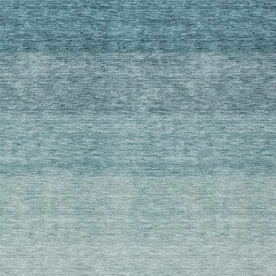Teal Blue And Ivory Ombre Washable Indoor Outdoor Area Rug Photo 5