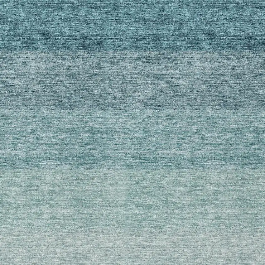 Teal Blue And Ivory Ombre Washable Indoor Outdoor Area Rug Photo 5