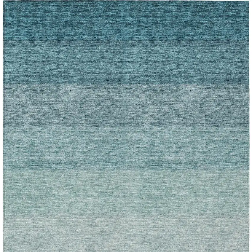 Teal Blue And Ivory Ombre Washable Indoor Outdoor Area Rug Photo 6