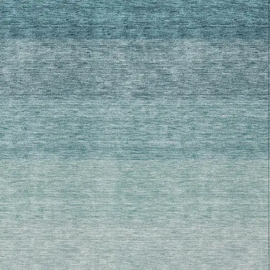 Teal Blue And Ivory Ombre Washable Indoor Outdoor Area Rug Photo 5