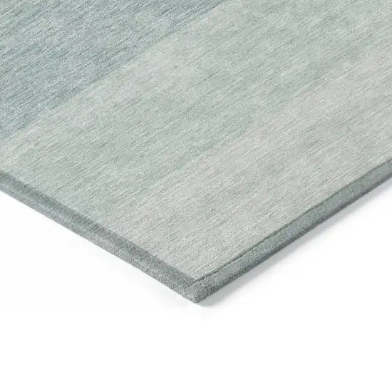 Teal Blue And Ivory Ombre Washable Indoor Outdoor Area Rug Photo 4