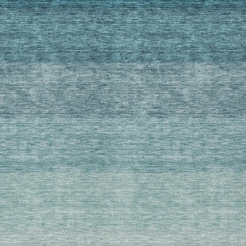 Teal Blue And Ivory Ombre Washable Indoor Outdoor Area Rug Photo 5