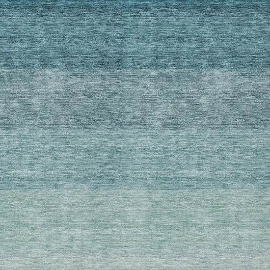 Teal Blue And Ivory Ombre Washable Indoor Outdoor Area Rug Photo 5