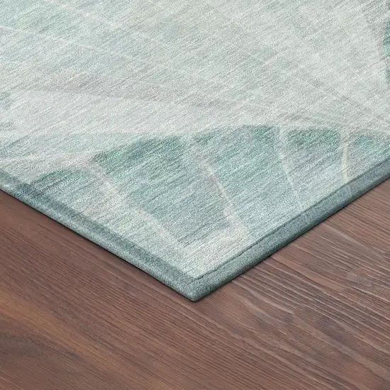 Teal Blue And Ivory Seashell Washable Indoor Outdoor Area Rug Photo 5