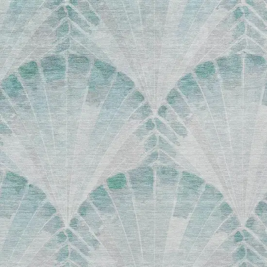 Teal Blue And Ivory Seashell Washable Indoor Outdoor Area Rug Photo 2