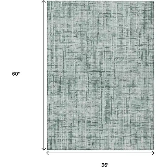 Teal Blue And Ivory Striped Washable Indoor Outdoor Area Rug Photo 7