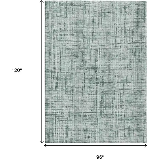 Teal Blue And Ivory Striped Washable Indoor Outdoor Area Rug Photo 8