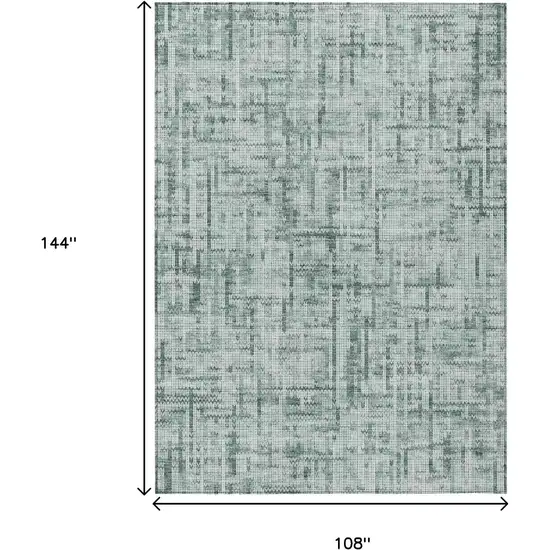 Teal Blue And Ivory Striped Washable Indoor Outdoor Area Rug Photo 7