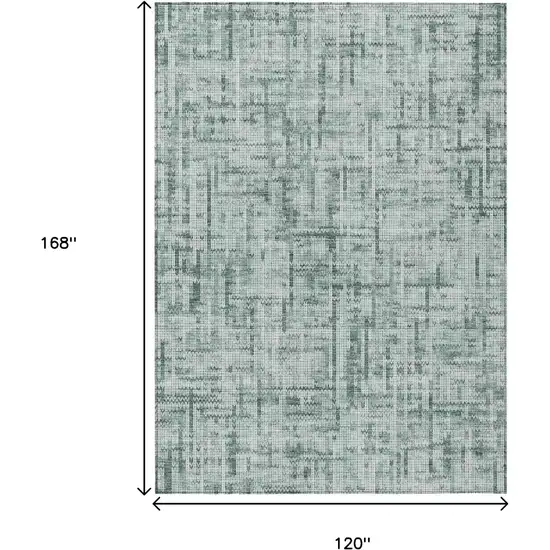 Teal Blue And Ivory Striped Washable Indoor Outdoor Area Rug Photo 8