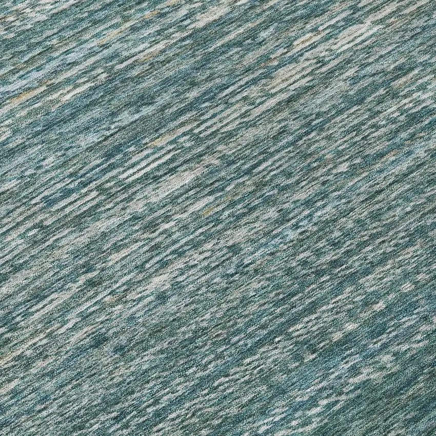 Teal Blue And Ivory Striped Washable Indoor Outdoor Area Rug Photo 9