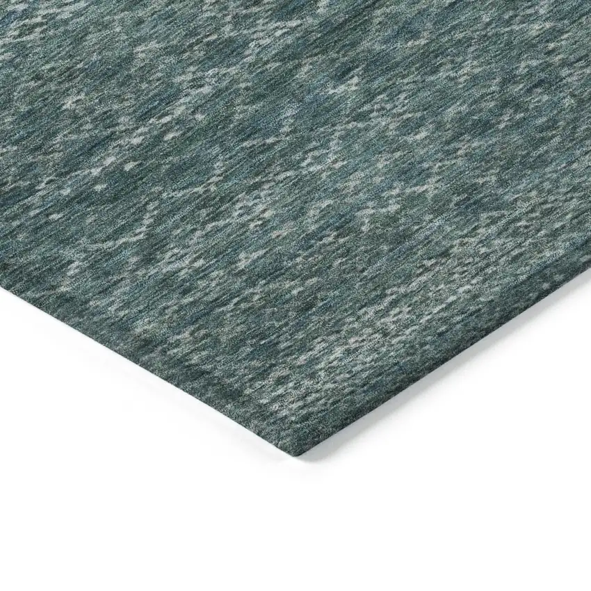 Teal Blue And Ivory Striped Washable Indoor Outdoor Area Rug Photo 3