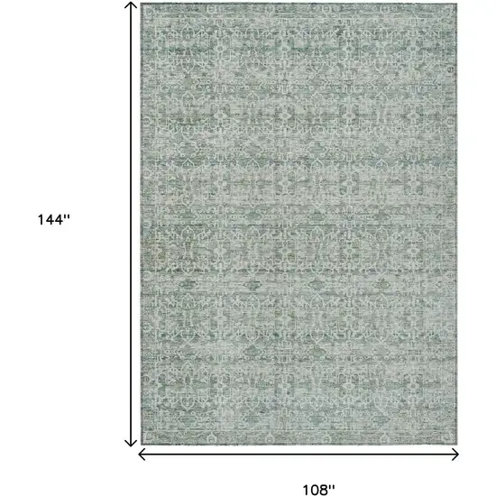 Teal Blue And Ivory Striped Washable Indoor Outdoor Area Rug Photo 8