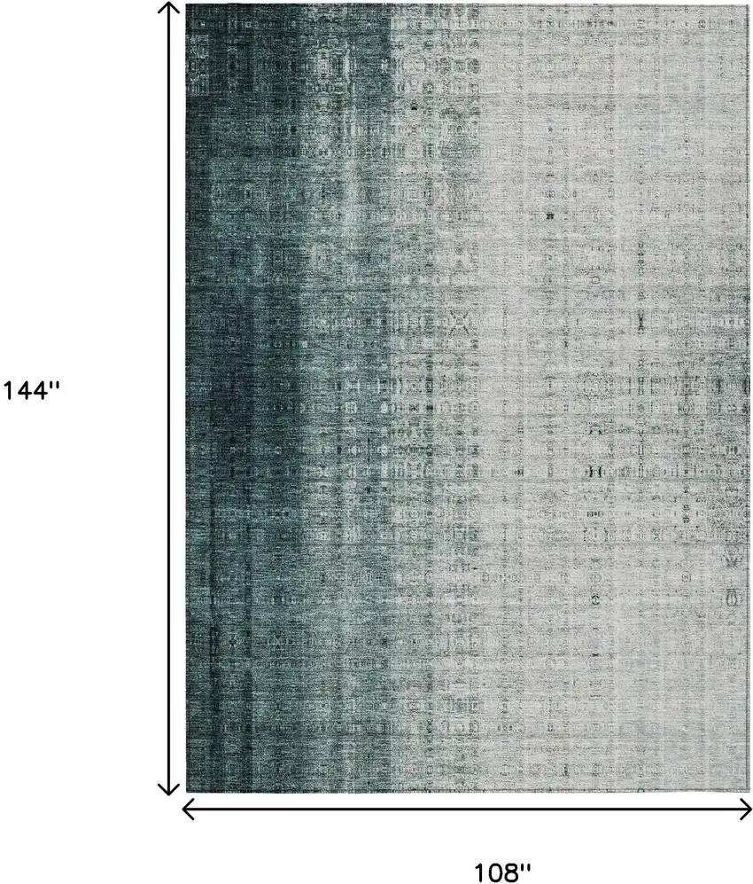 Teal Blue And Ivory Striped Washable Indoor Outdoor Area Rug Photo 3