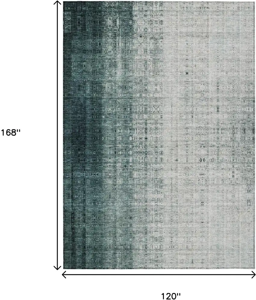 Teal Blue And Ivory Striped Washable Indoor Outdoor Area Rug Photo 3