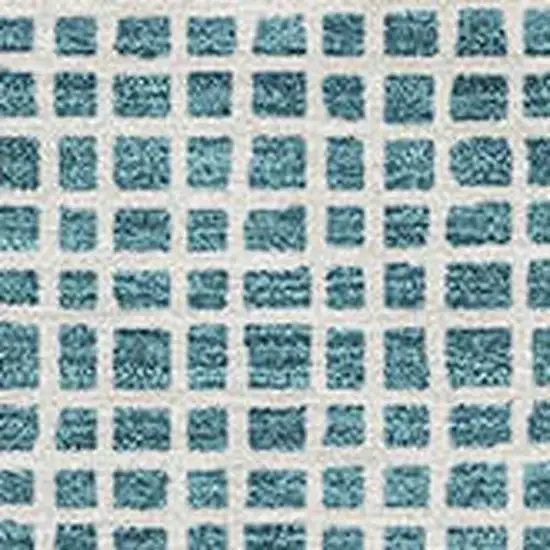 Teal Blue And Ivory Striped Washable Indoor Outdoor Area Rug Photo 3