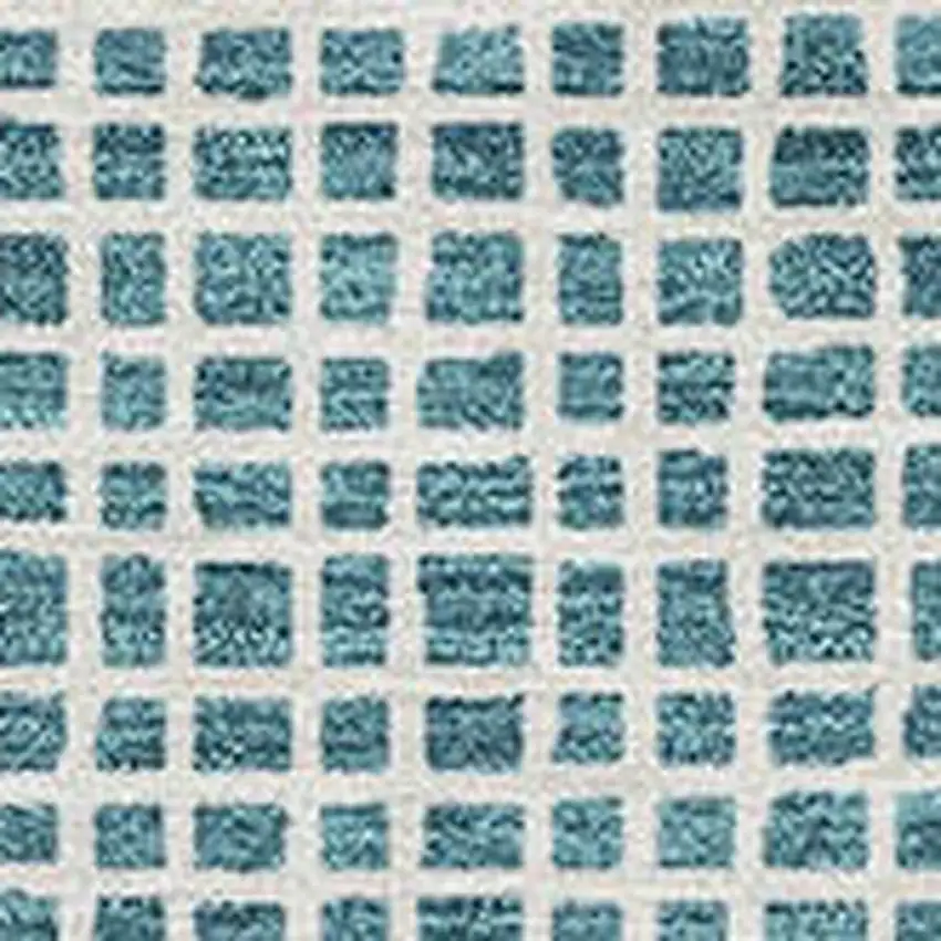 Teal Blue And Ivory Striped Washable Indoor Outdoor Area Rug Photo 3