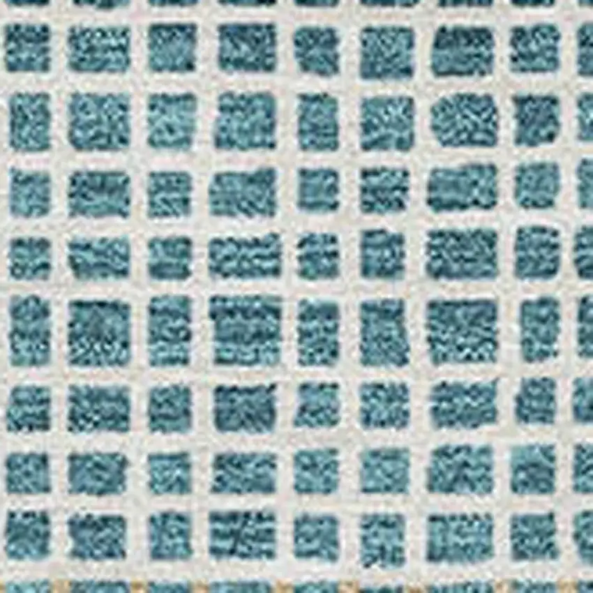 Teal Blue And Ivory Striped Washable Indoor Outdoor Area Rug Photo 3