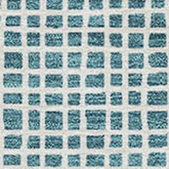 Teal Blue And Ivory Striped Washable Indoor Outdoor Area Rug Photo 3