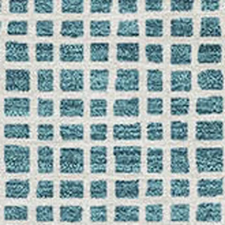 Teal Blue And Ivory Striped Washable Indoor Outdoor Area Rug Photo 3