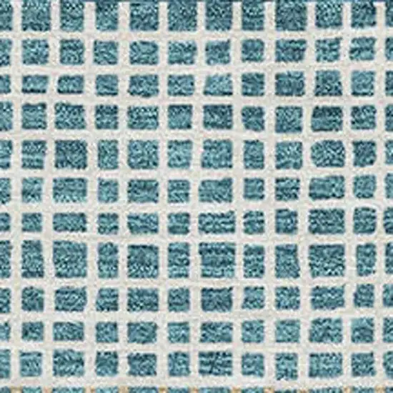 Teal Blue And Ivory Striped Washable Indoor Outdoor Area Rug Photo 4