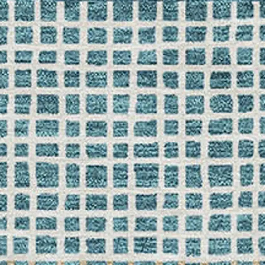 Teal Blue And Ivory Striped Washable Indoor Outdoor Area Rug Photo 4