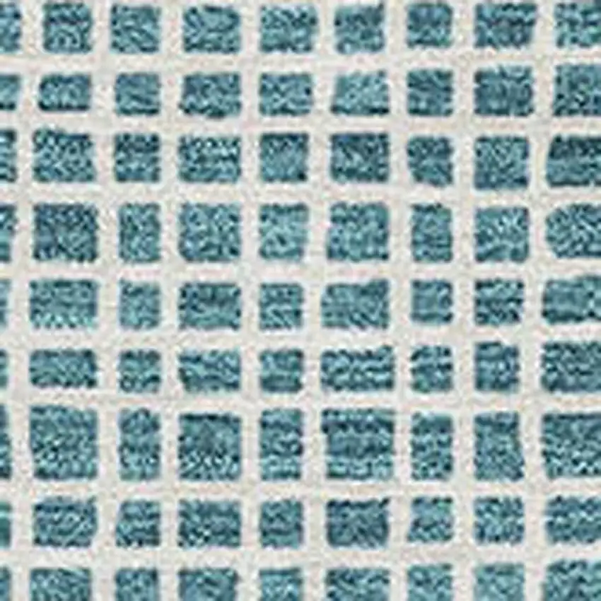 Teal Blue And Ivory Striped Washable Indoor Outdoor Area Rug Photo 3