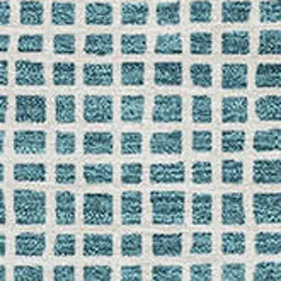 Teal Blue And Ivory Striped Washable Indoor Outdoor Area Rug Photo 3