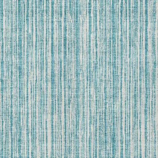 Teal Blue And Ivory Striped Washable Indoor Outdoor Area Rug Photo 4