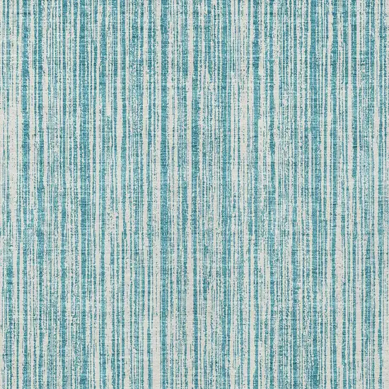 Teal Blue And Ivory Striped Washable Indoor Outdoor Area Rug Photo 4