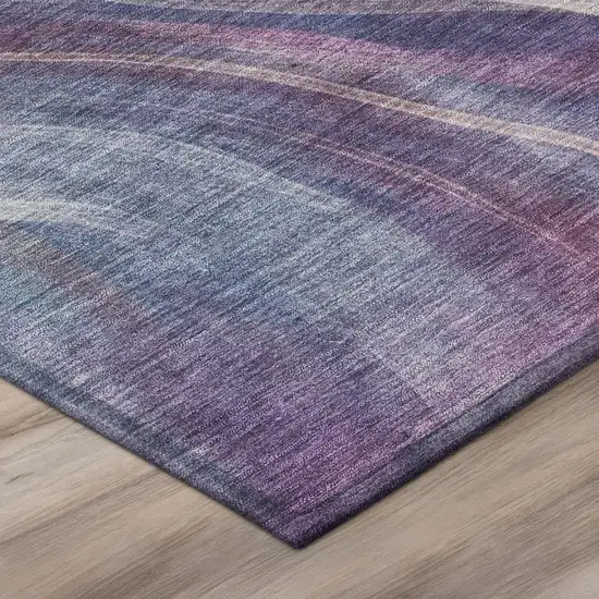 Teal Blue And Lavender Abstract Washable Indoor Outdoor Area Rug Photo 7
