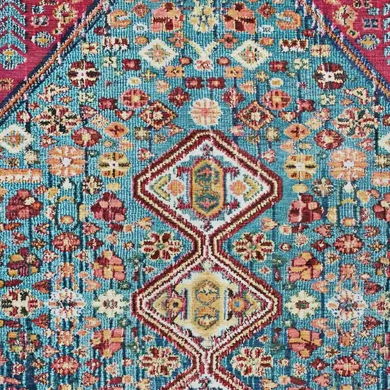 Teal Blue And Merlot Aztec Washable Indoor Outdoor Area Rug Photo 3