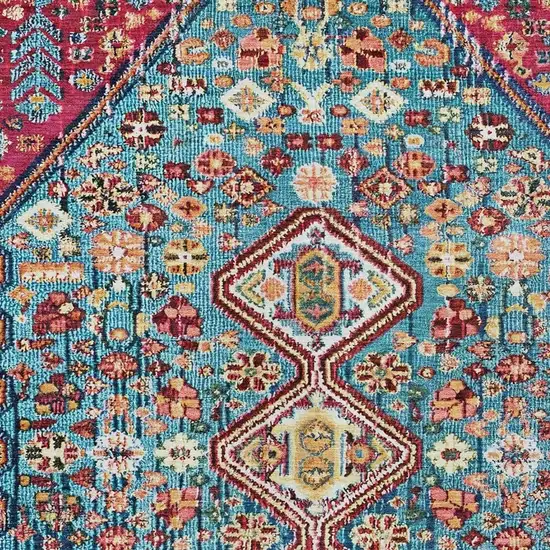 Teal Blue And Merlot Aztec Washable Indoor Outdoor Area Rug Photo 3