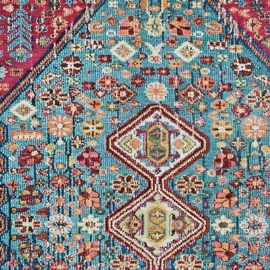 Teal Blue And Merlot Aztec Washable Indoor Outdoor Area Rug Photo 4