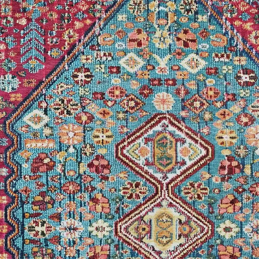 Teal Blue And Merlot Aztec Washable Indoor Outdoor Area Rug Photo 4