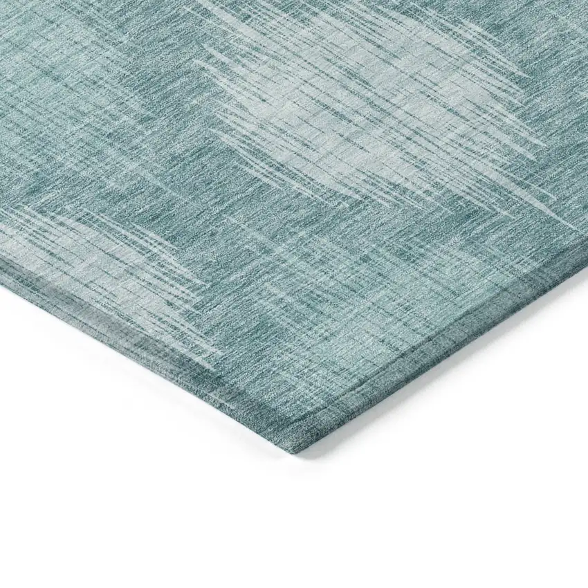 Teal Blue And Mint Green Ikat Washable Indoor Outdoor Area Rug Photo 5