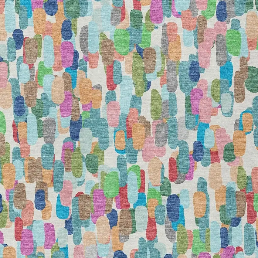 Teal Blue And Navy Blue Abstract Washable Indoor Outdoor Area Rug Photo 2