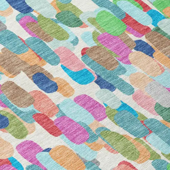 Teal Blue And Navy Blue Abstract Washable Indoor Outdoor Area Rug Photo 9