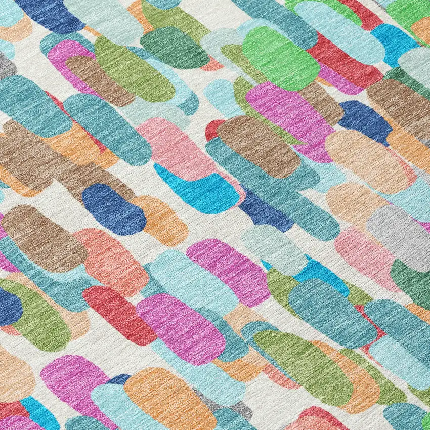 Teal Blue And Navy Blue Abstract Washable Indoor Outdoor Area Rug Photo 9