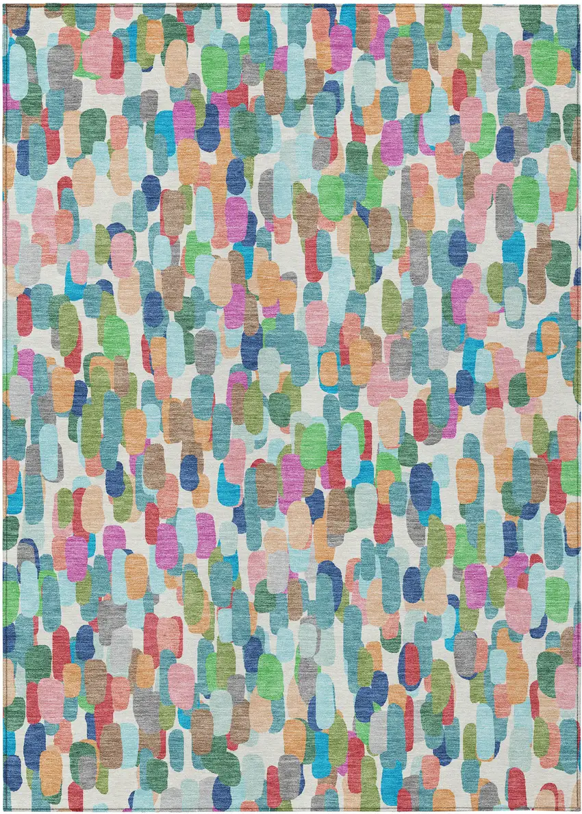 Teal Blue And Navy Blue Abstract Washable Indoor Outdoor Area Rug Photo 1