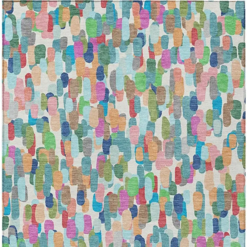 Teal Blue And Navy Blue Abstract Washable Indoor Outdoor Area Rug Photo 3