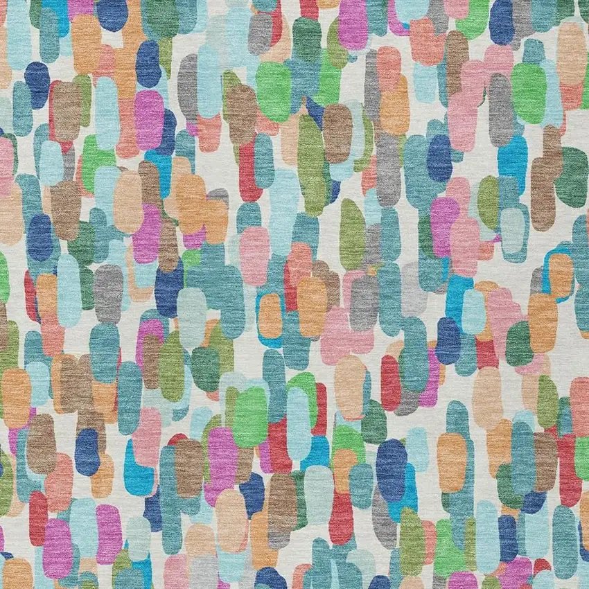 Teal Blue And Navy Blue Abstract Washable Indoor Outdoor Area Rug Photo 2