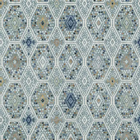Teal Blue And Navy Blue Geometric Washable Indoor Outdoor Area Rug Photo 2