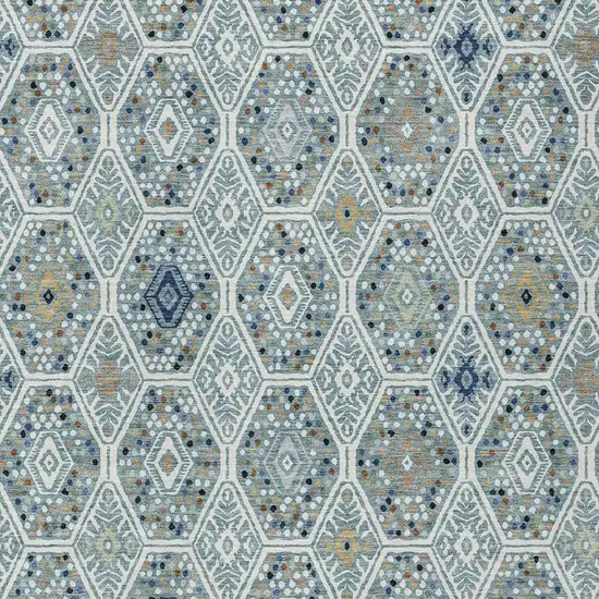 Teal Blue And Navy Blue Geometric Washable Indoor Outdoor Area Rug Photo 2