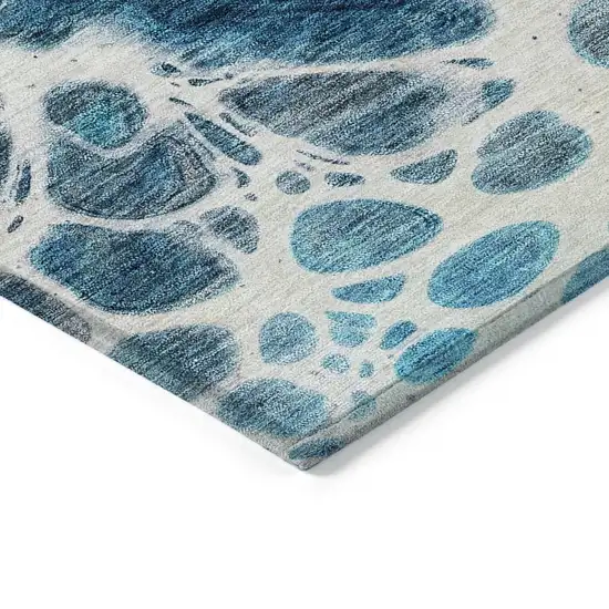 Teal Blue And Navy Blue Nautical Washable Indoor Outdoor Area Rug Photo 5
