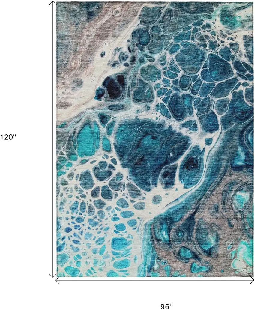 Teal Blue And Navy Blue Nautical Washable Indoor Outdoor Area Rug Photo 3